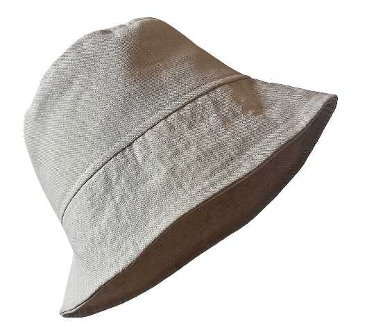 Beżowy kapelusz na lato, imitacja lnu, bucket hat, czapka rybacka