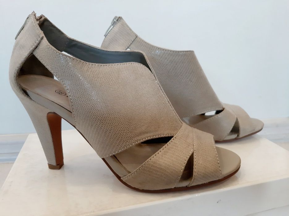 buty, damskie, 39, sandały, szare, skóra