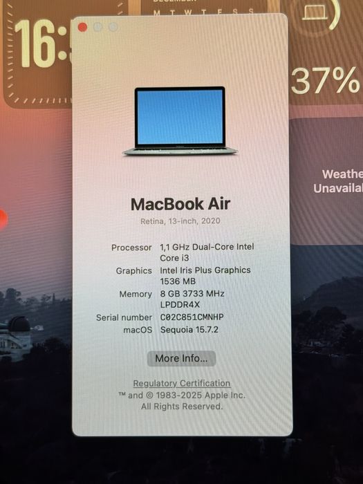 Макбук Air 13,3" 2020 (Intel Core i3, 8gb, 256gb SSD)