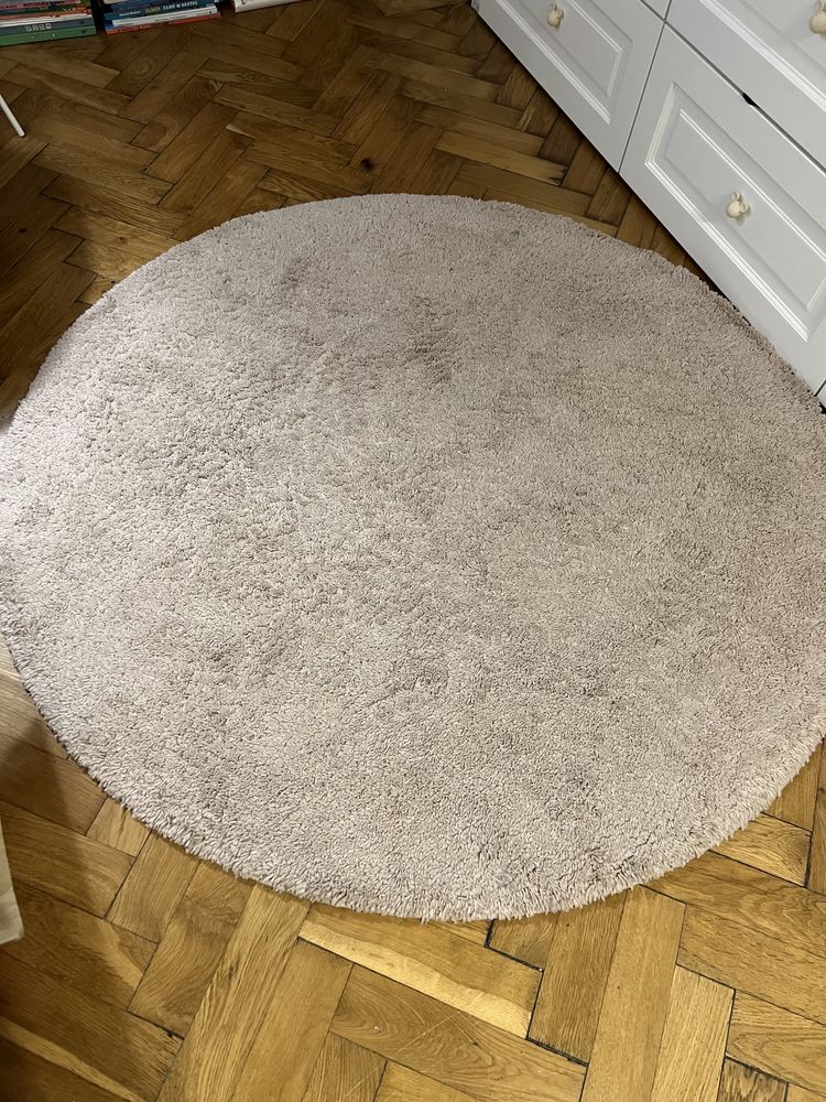 Dywan Ikea okragły 130cm pudrowy róż