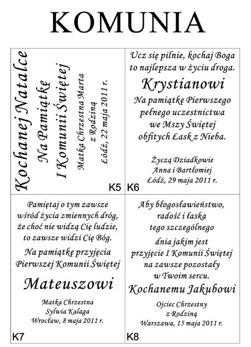 Obraz dla DZIEWCZYNKI z dedykacją na KOMUNIĘ - CHRZCINY A2-D9