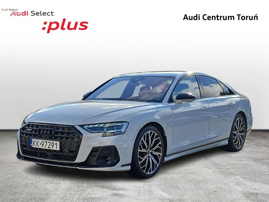 Audi A8 Sline_Webasto_SkrętnaOś_HAK_Wentylacja_Masaż_HeadUp_Panorama_Dociąg