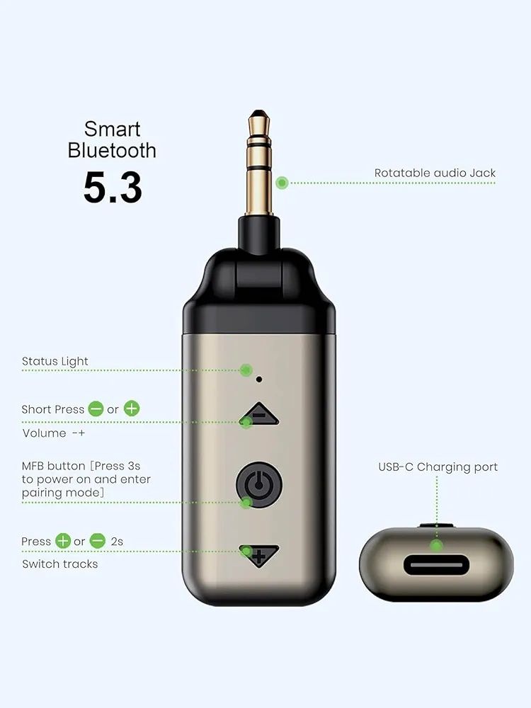 Adapter Bluetooth Aux Air88 do samochodu, odbiornik Bluetooth Aux 5.3