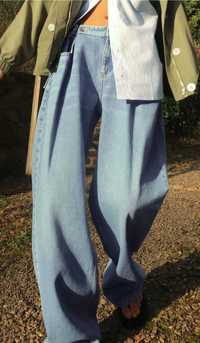 Zara spodnie jeansy 1975 wide leg z guzikami 38