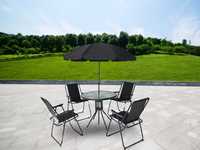 Meble ogrodowe zestaw 4 składane krzesła stolik parasol komplet
