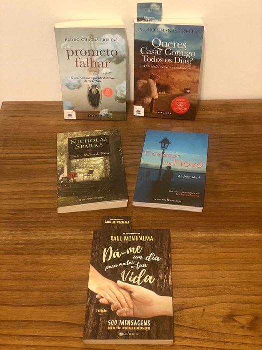 Livros de Pedro Chagas Freitas, Nicholas Sparks e Raul MinhaAlma