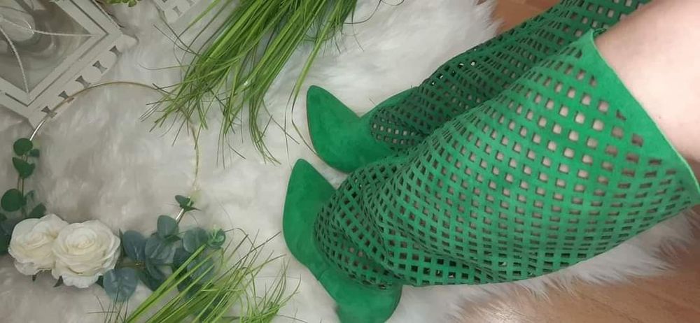 Eleganckie kozaki ażurowe kolory skóra naturalna