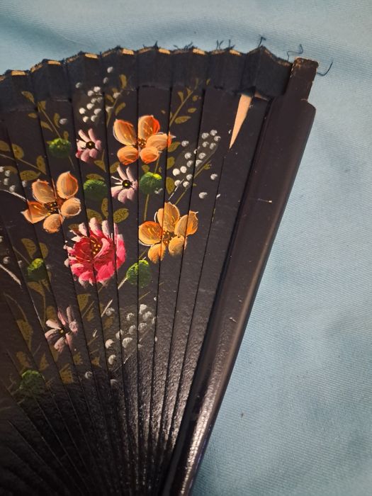 Веер винтаж дерево ручная роспись