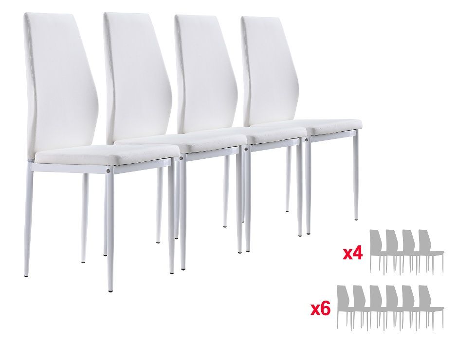Conjunto de 4 ou 6 cadeiras - Branco ou Preto Raul