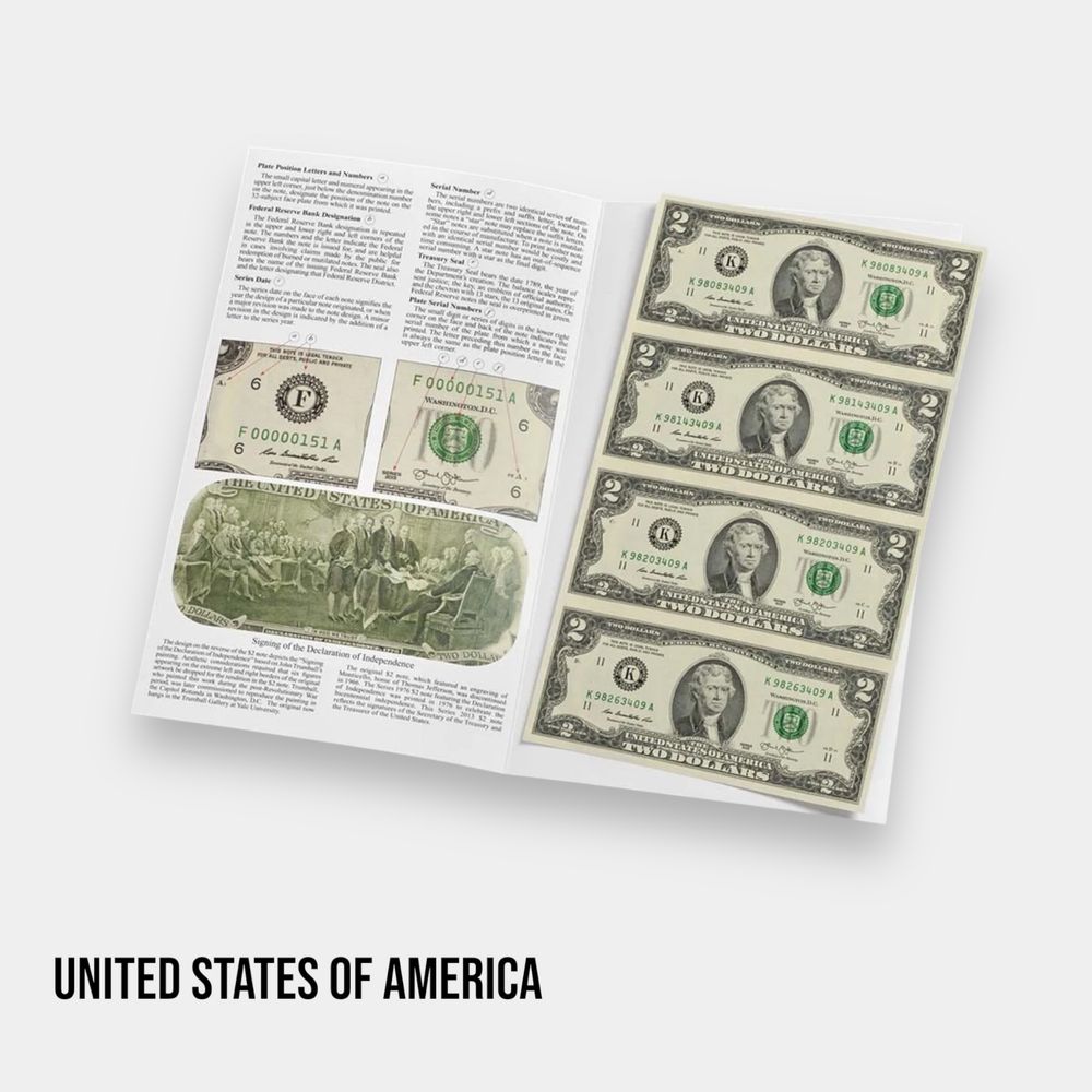 Нерозрізаний лист банкнот 2017 США 1 долар 50шт