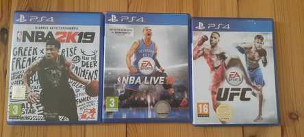 PS4 3 gry NBA 2K19 NBA Live16 UFC