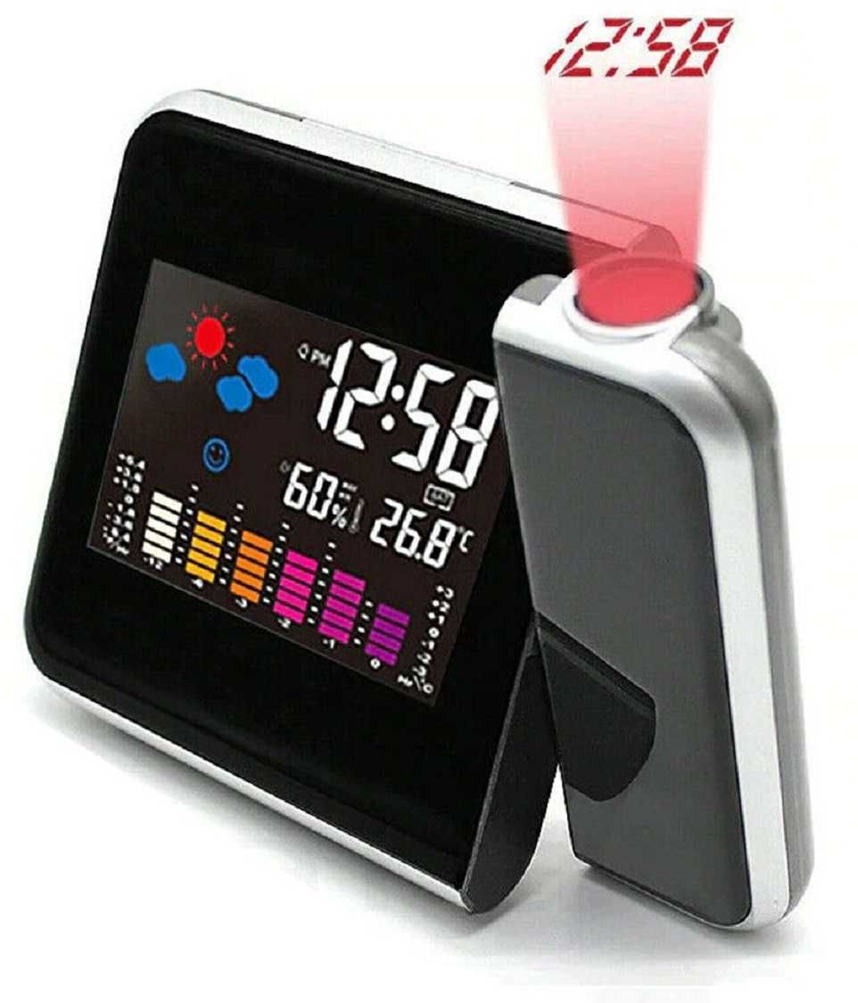Budzik z projektorem, zegar Lcd, stacja pogody, alarm