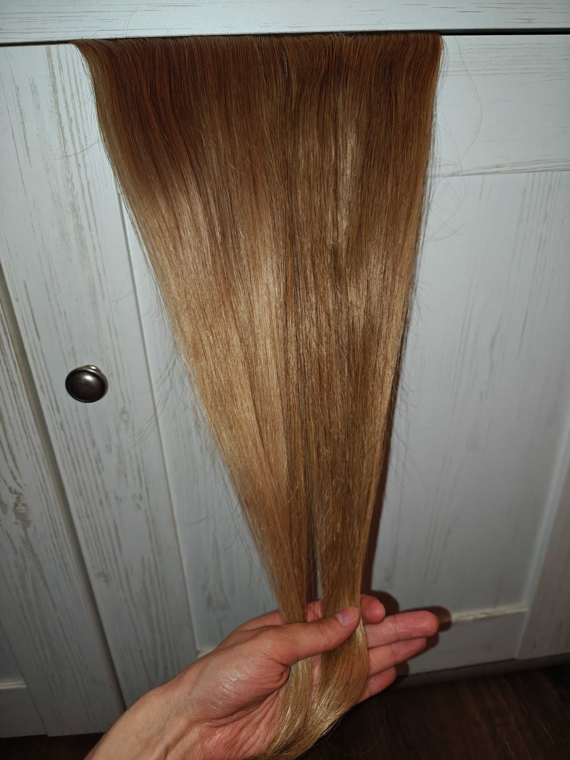 Doczepione włosy clip in ciemny blond