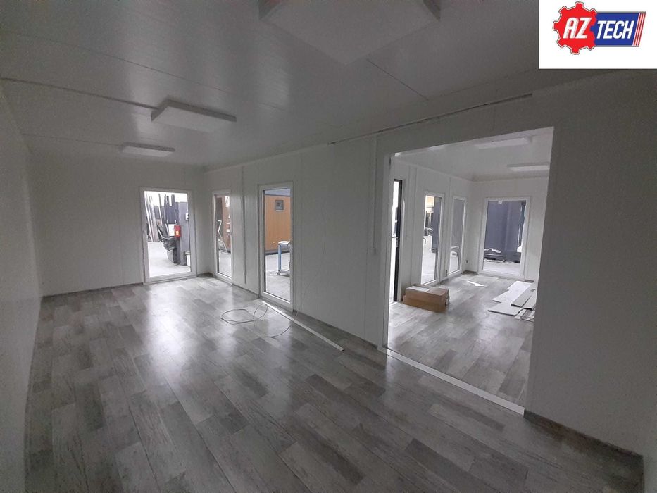 Kontener biurowy w kształcie litery "L" z montażem i transportem