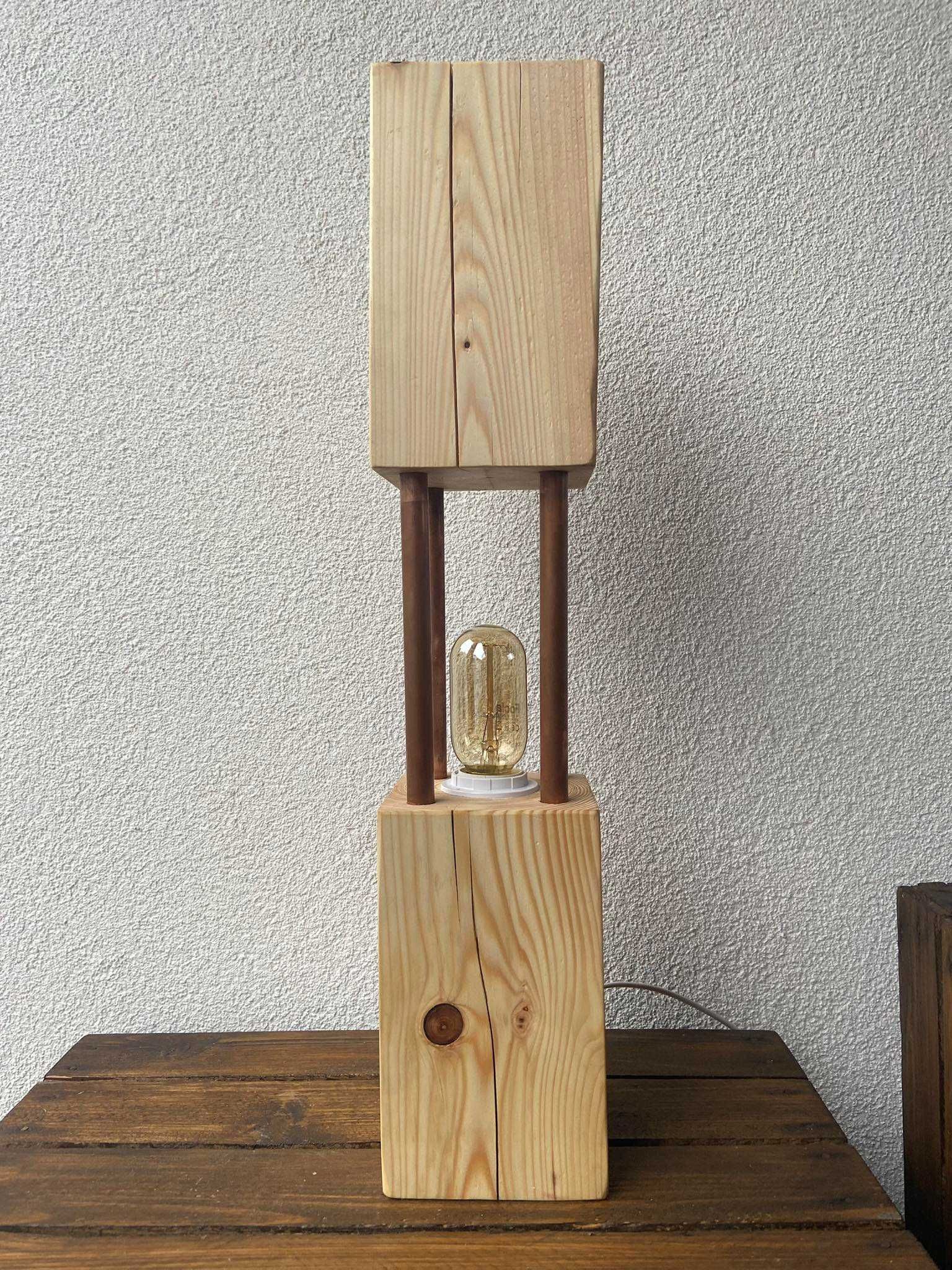 Handmade Rustic Wood Lamp