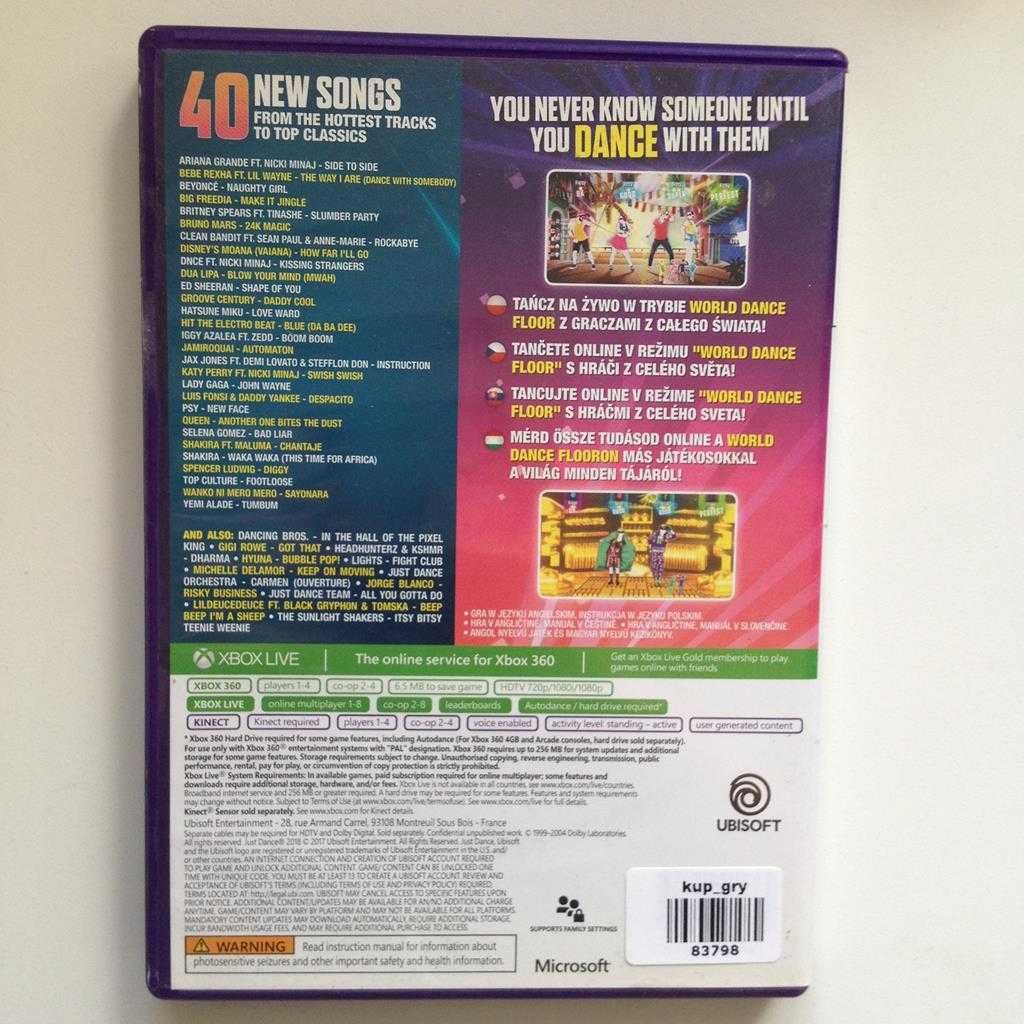 Just Dance 2018 KINECT X360 Slep W-wa Ursynów