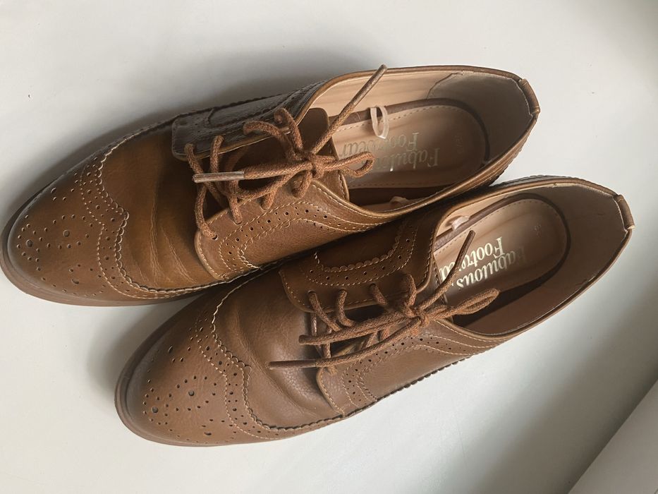 Оксфорды броги дерби кожанные коричневые  by George