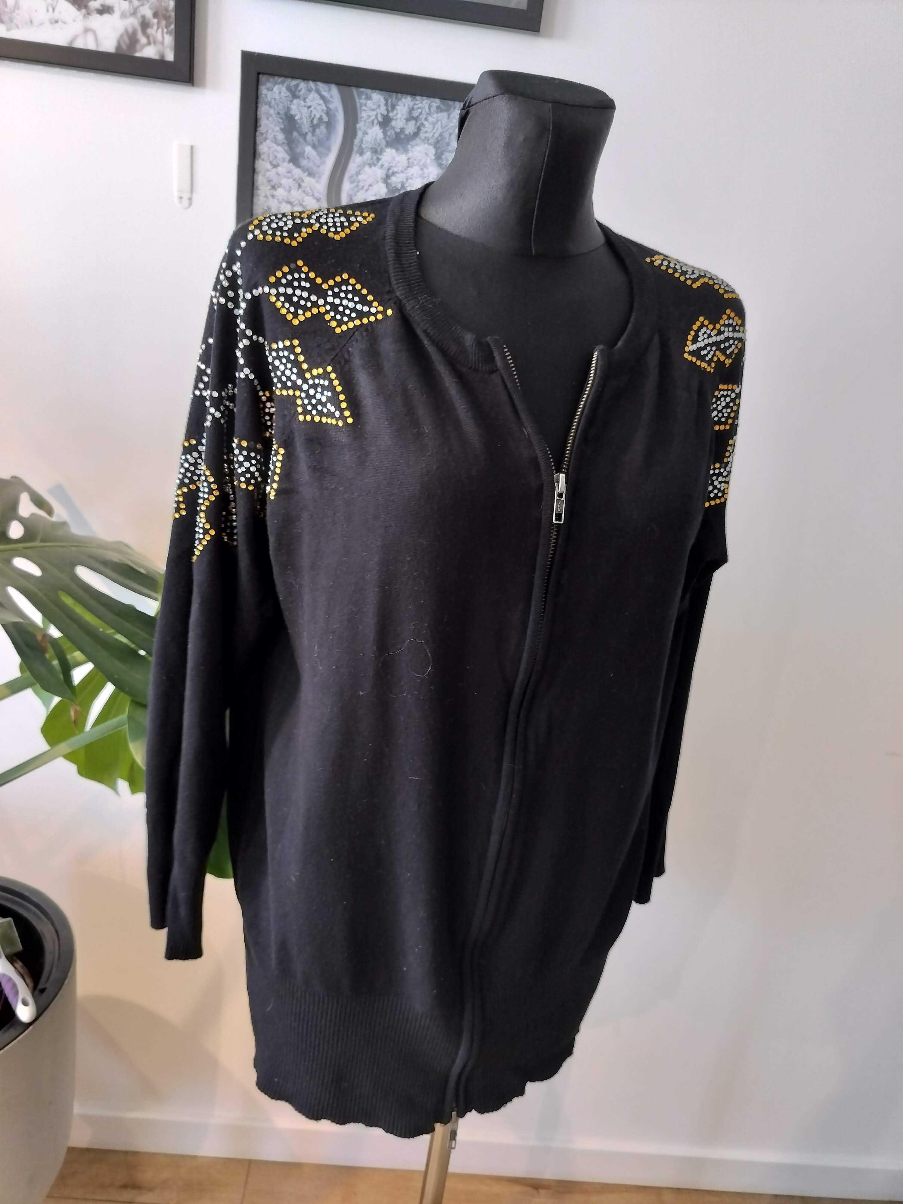 Sweter damski 44 wyjątkowy z efektowną aplikacją zamek