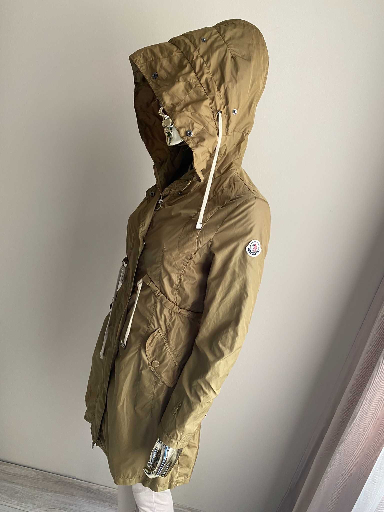 Moncler oliwkowa parka wiatrówka - ściągacz pas S