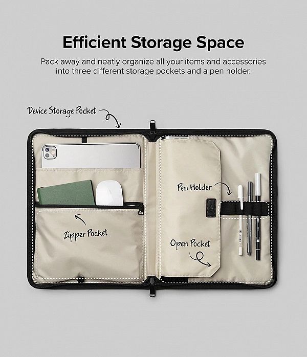 Pokrowiec Ringke Smart Zip Pouch na laptopa do 13'' z podstawką - beżo