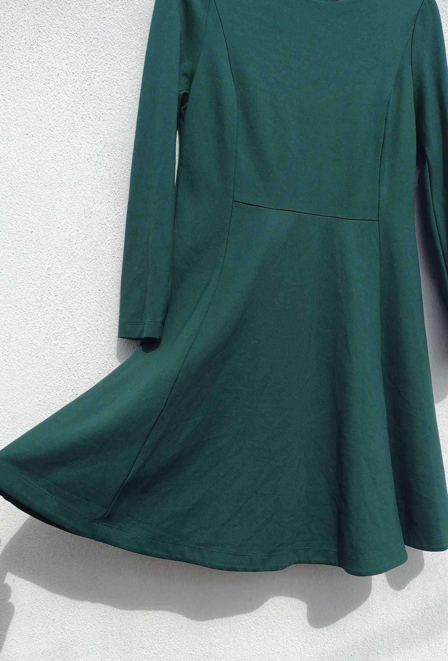 Массивное тёплое тёмно зелёное миди платье Marks & Spencer L