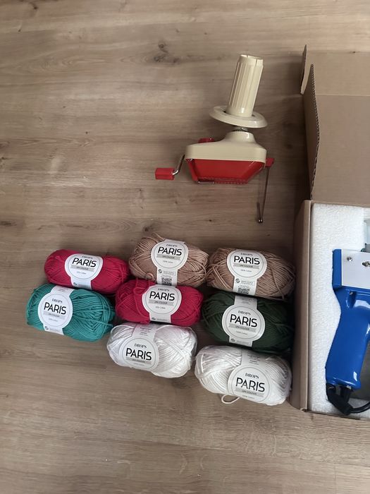 Tufting gun + rzutnik + włóczki + nawijarka