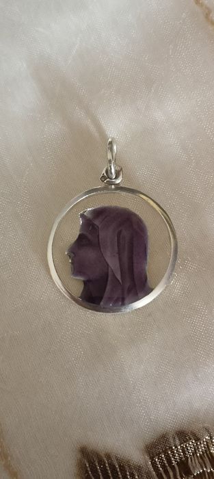 Medalha antiga em prata Nossa Senhora