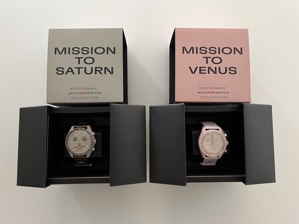 Relógio coleção MoonSwatch - Mission to Saturn Omega