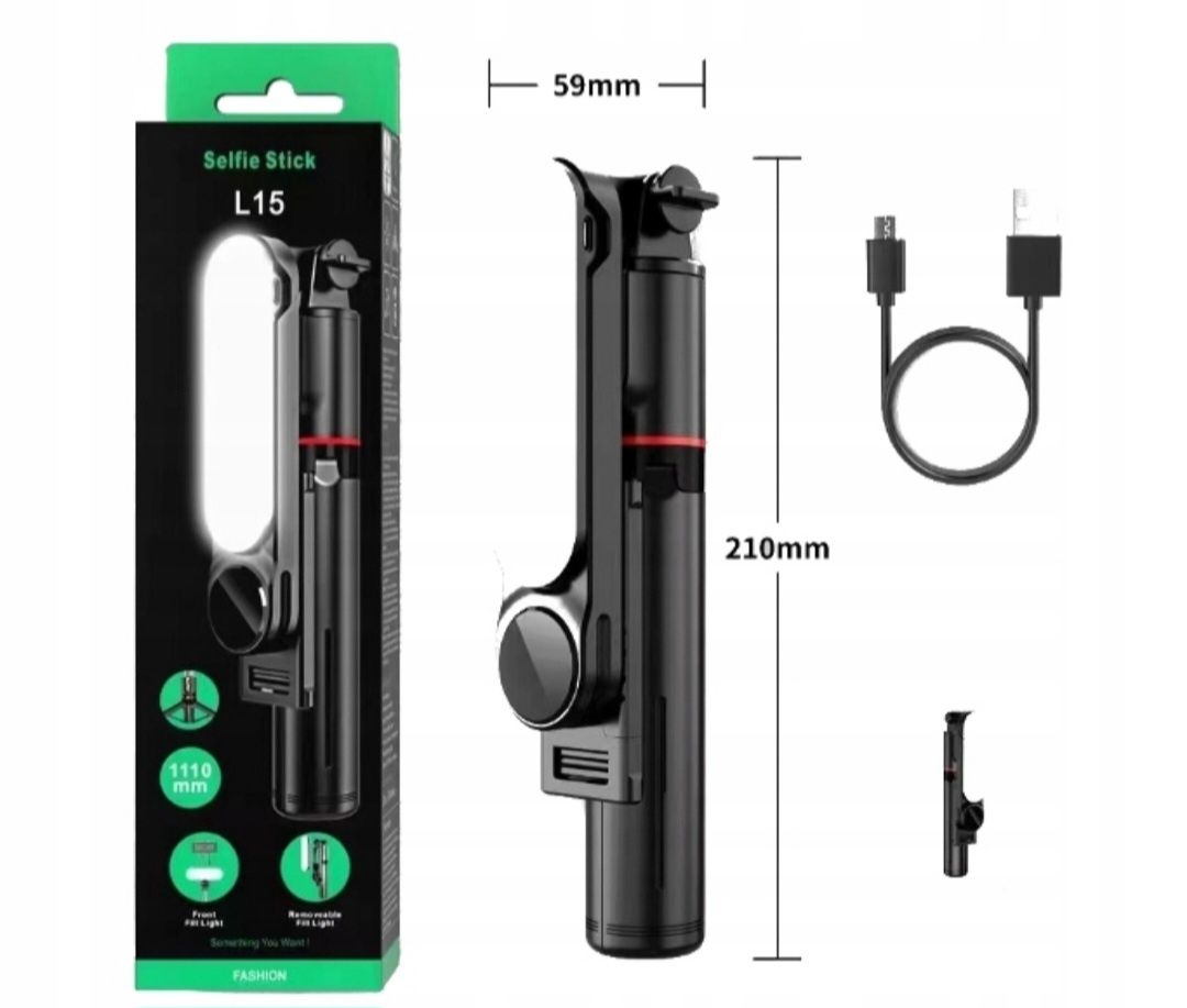 Kijek do Selfi Stick Pilot BLUETOOT z lampą