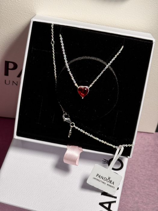 Кольє блискуче червоне серце Pandora Пандора