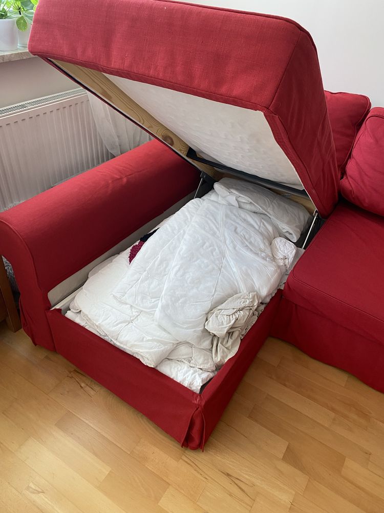 Sofa rozkładana narożna Ikea Backabro z funkcją spania plus dodatki