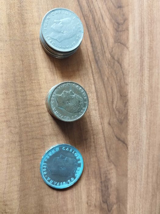 Moedas Espanha 25, 50 e 100 pesetas