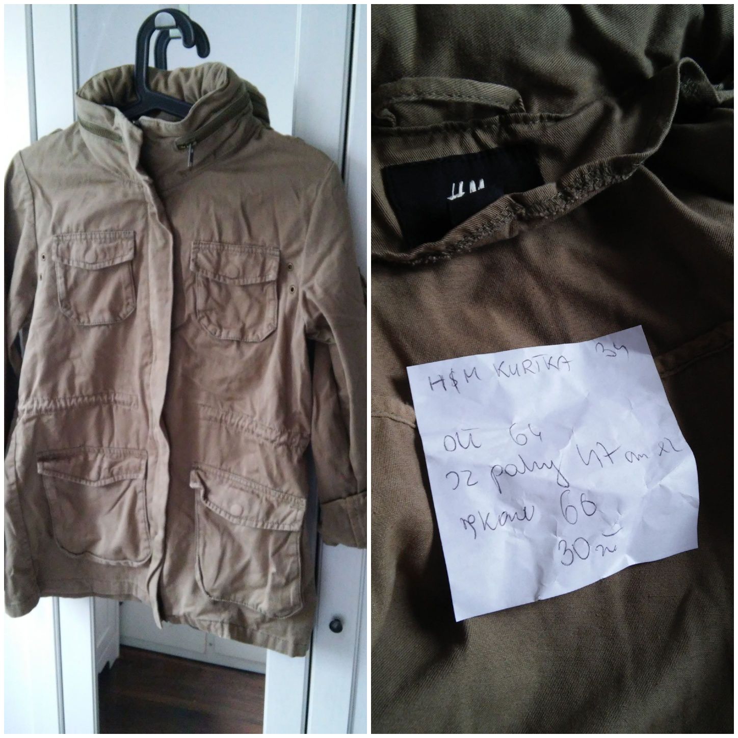 H&m kurtka katana khaki r 34