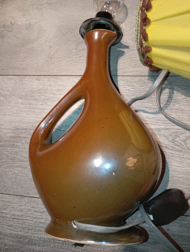 Unikat! Stara lampa stołowa ceramiczna PRL 38cm z Karafki Bochnia
