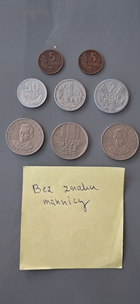 Monety z PRL bez znaku mennicy .