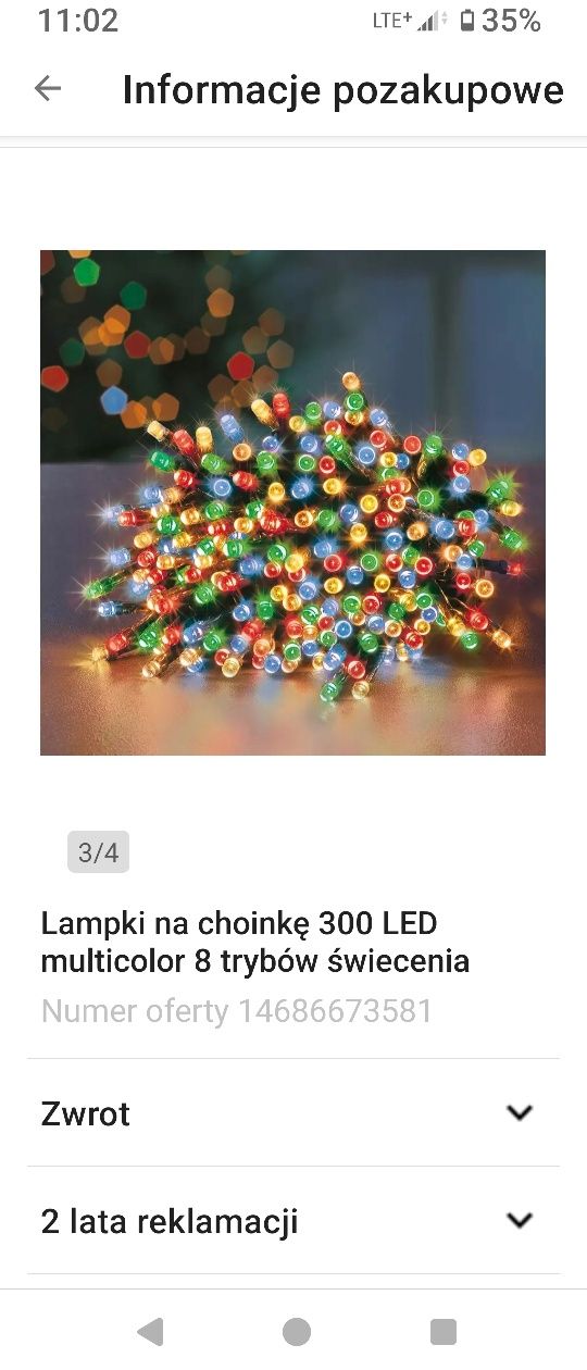 Lampki Choinkowe LED 300 Multikolor 8 Trybów