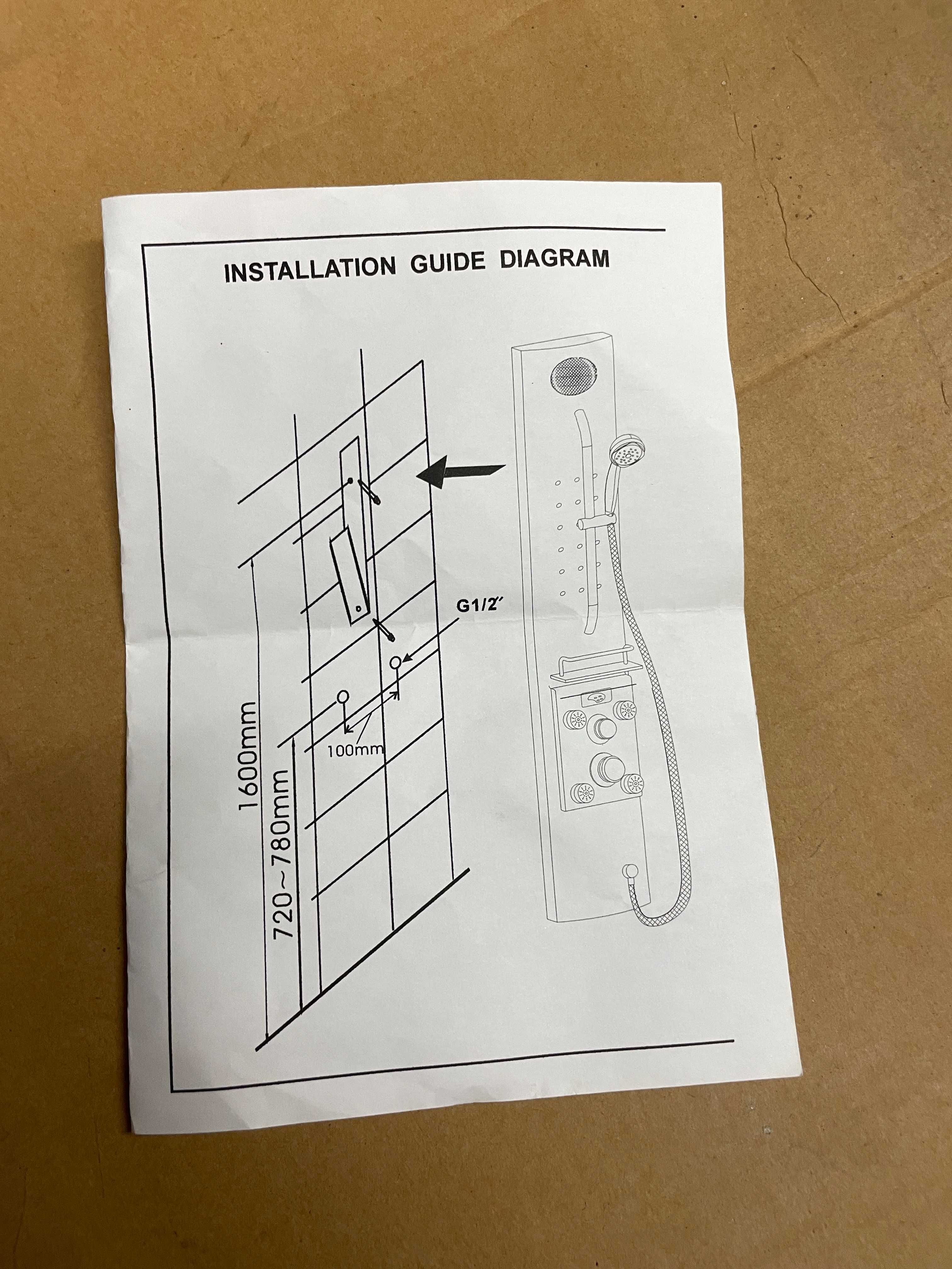 Panel Prysznicowy Akrylowy z funkcją Hydromasażu (Nowy)