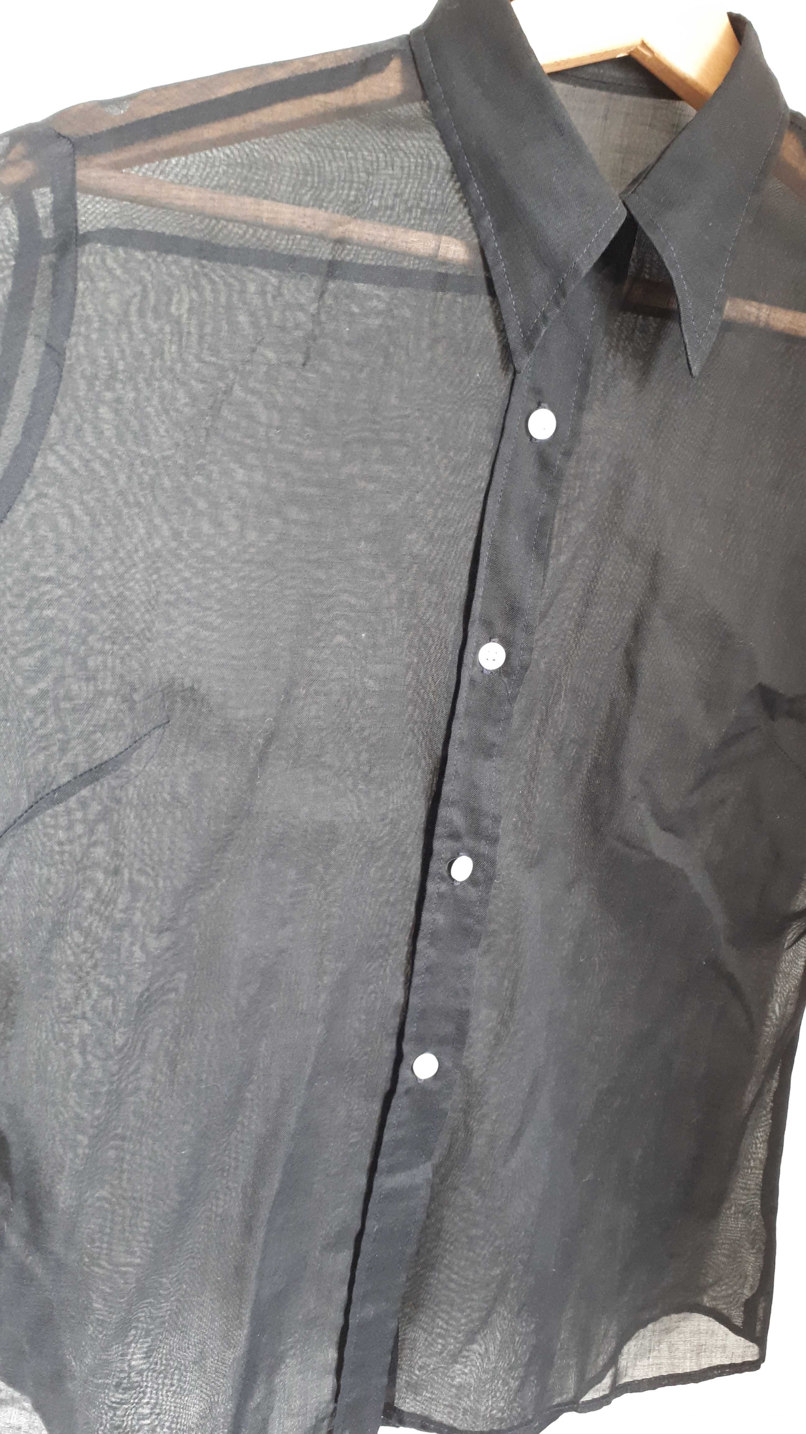 Cieniutka, czarna koszula z bawełny,H&M, rozmiar M