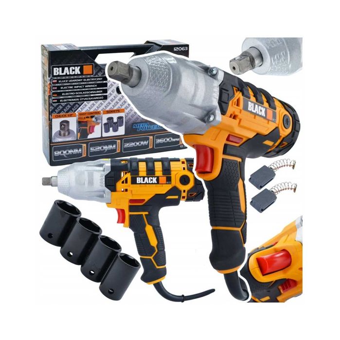 Elektryczny Klucz Udarowy 800nm 1/2 2200W Sieciowy Black