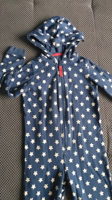 Dres jednoczęściowy, rampers granatowy M&S r.116 bawełna