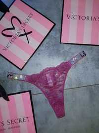 Majtki stringi w stylu Victoria's Secret koronka M cyrkonie