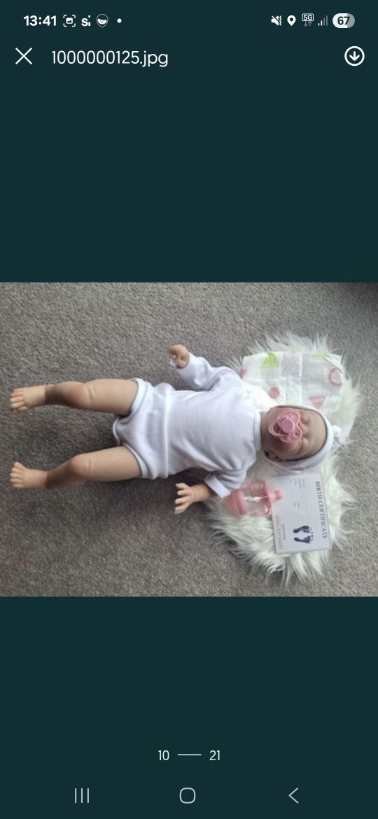 Lalka reborn robiona na podobieństwo dziecka,  bobasa nowa