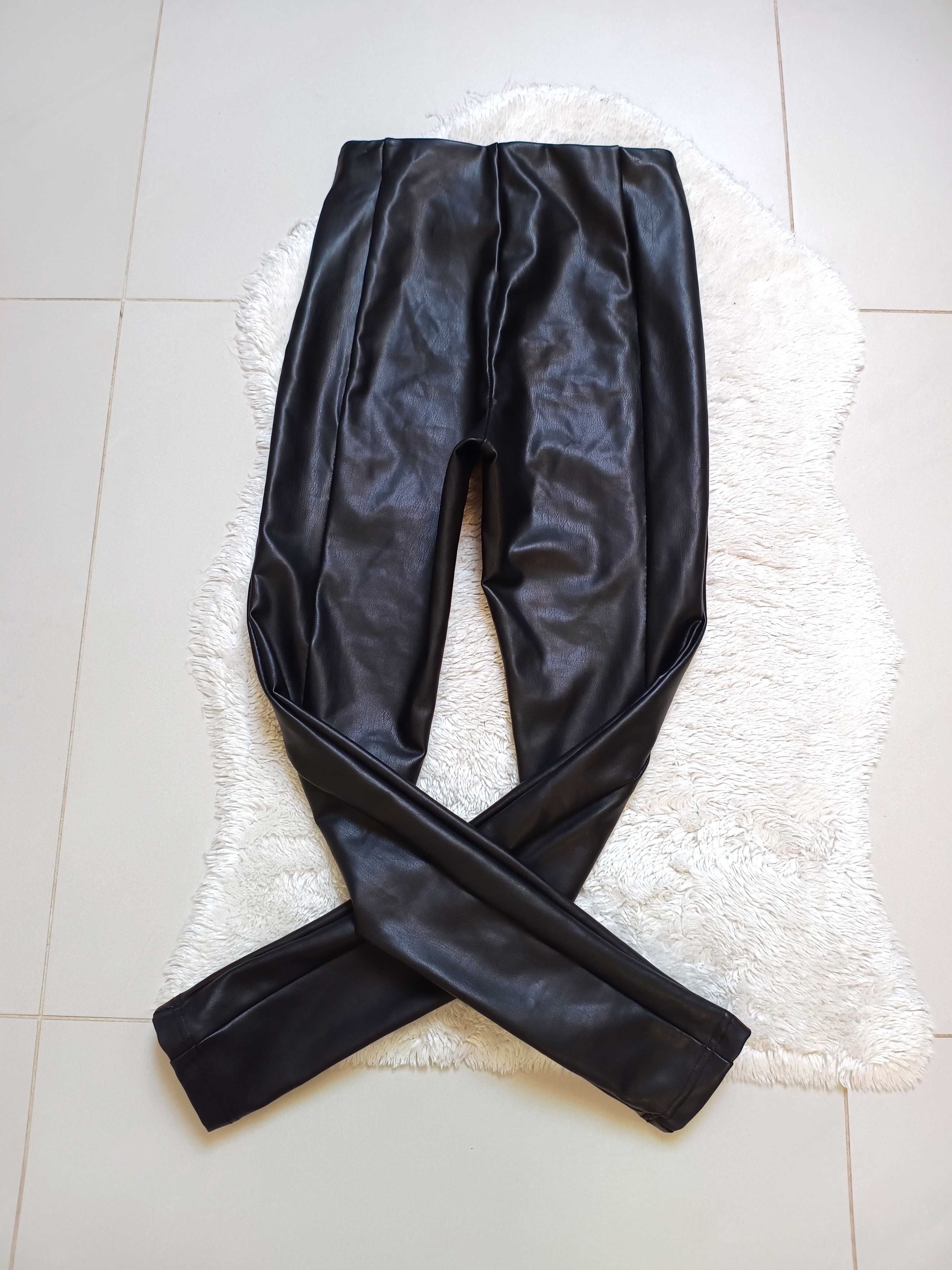 Spodnie legginsy elastyczne XS S miękkie wąskie skinny wysoki stan