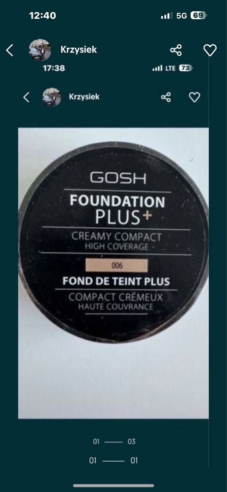 4 szt Gosh foundation plus 006