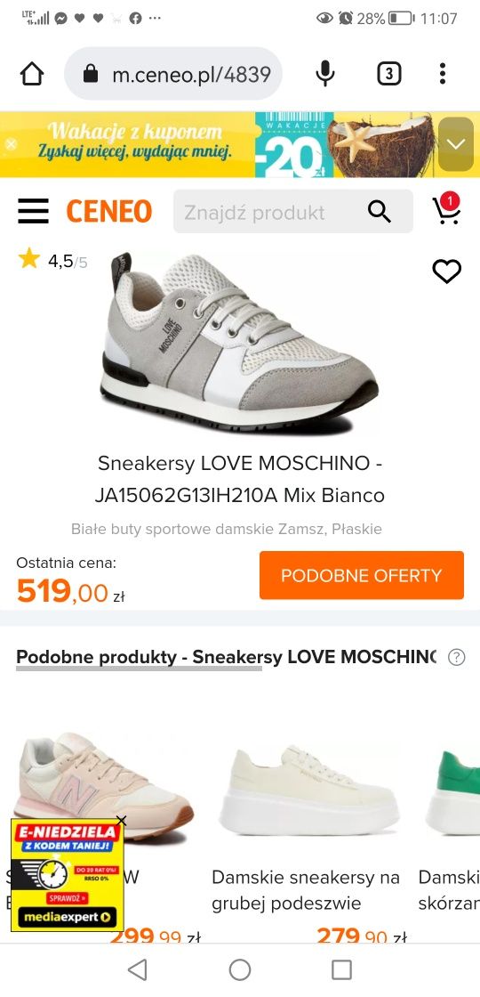 Oryginalne buty Love Moschino rozm 37 wkładka 24cm