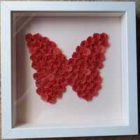 Papierowy obrazek motyl w ramce, prezent, dekoracja, quilling