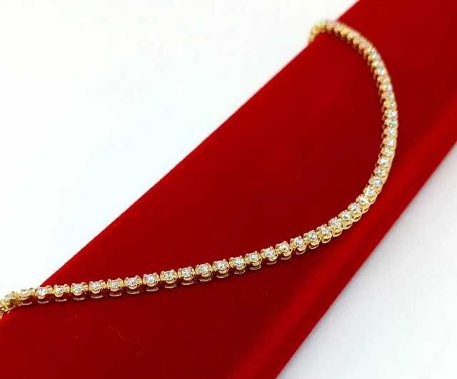 Złota bransoletka tenisówka z diamentami 1,18ct Pr.585 W:5,14gr 18cm