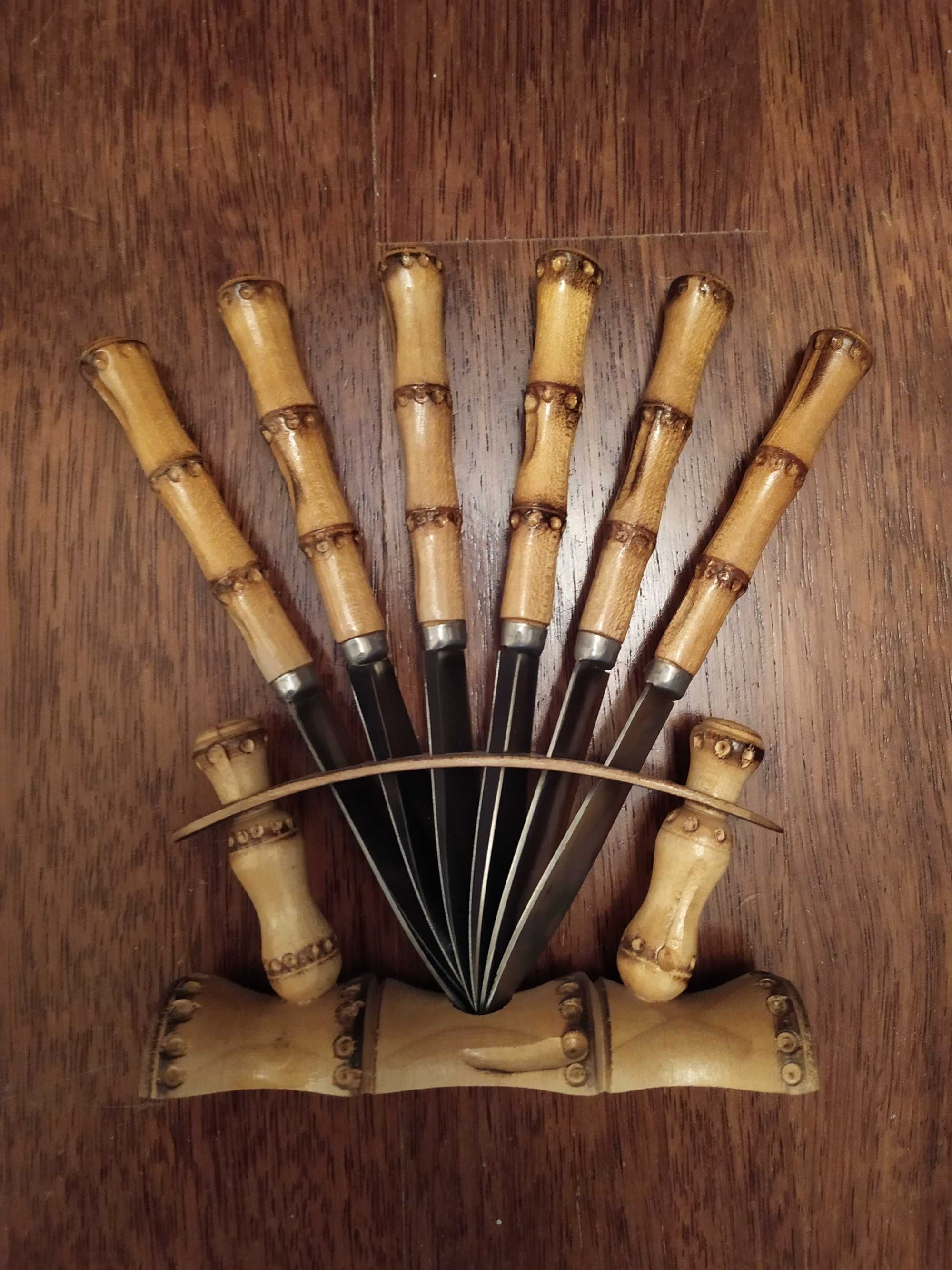 Noże z rączkami z bambusa - lata 70