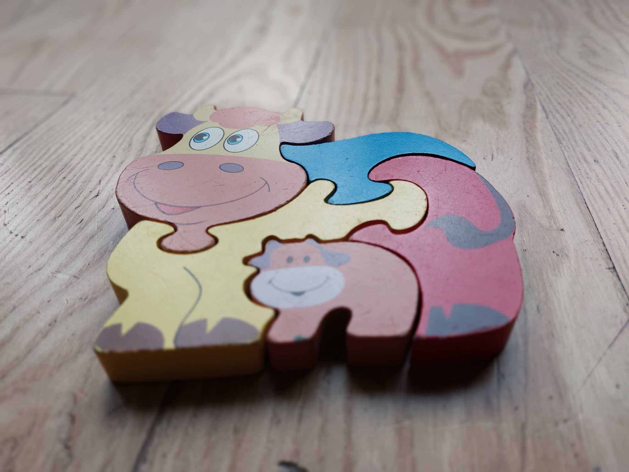 Drewniane puzzle 3D krowa i cielątko