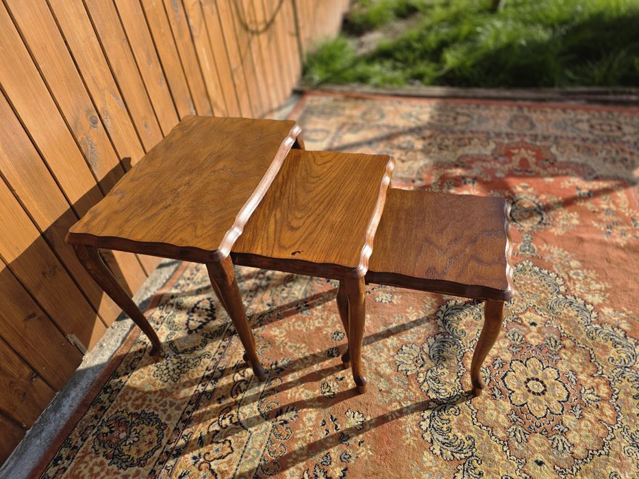 Trojak  dębowe stoliki 3 szt stolik Ludwik #1728  Stylowy Węgrów